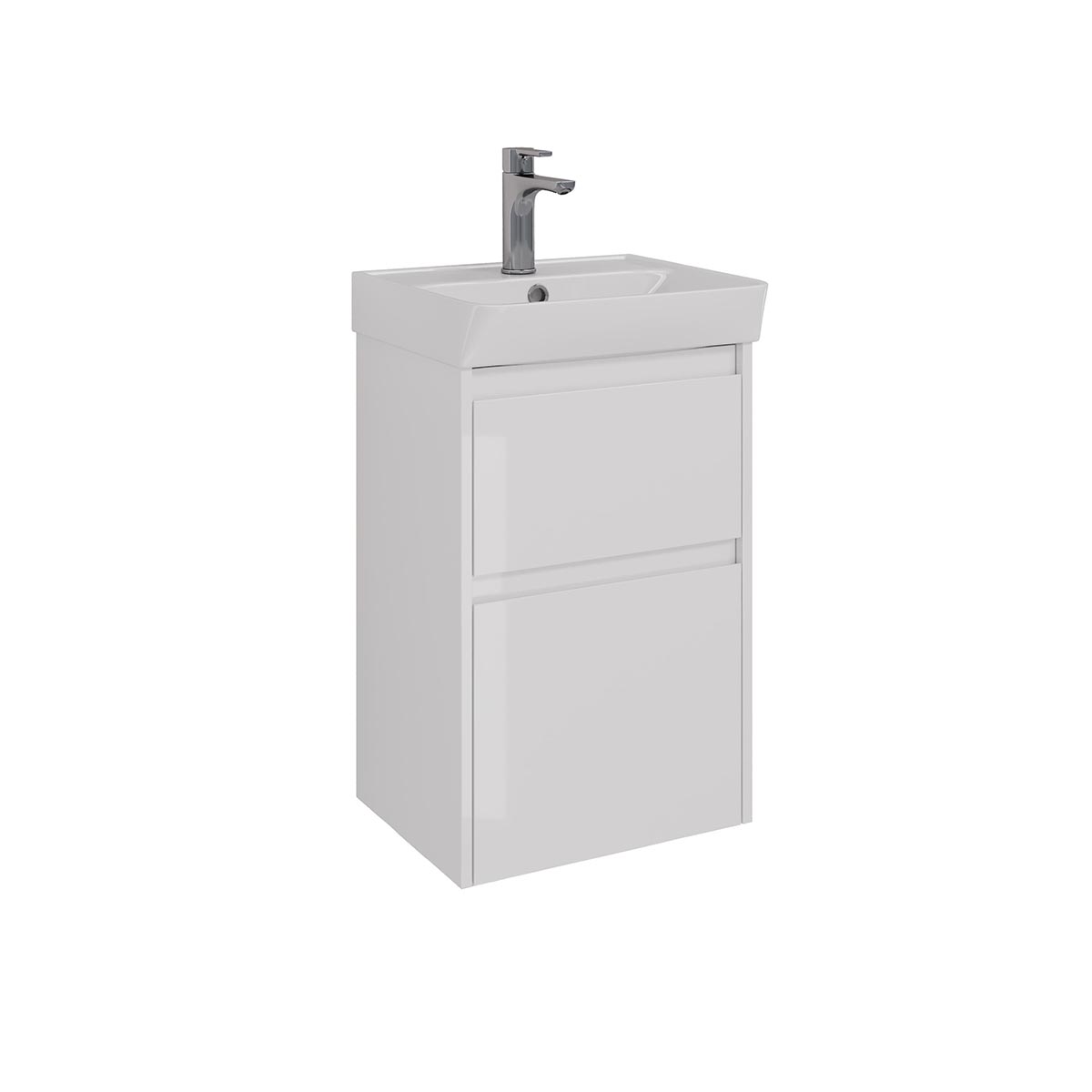 Тумба Lemark COMBI 45 см под 1 раковину, подвесная/напольная, 2 ящика, цвет корпуса, фасада: Белый г