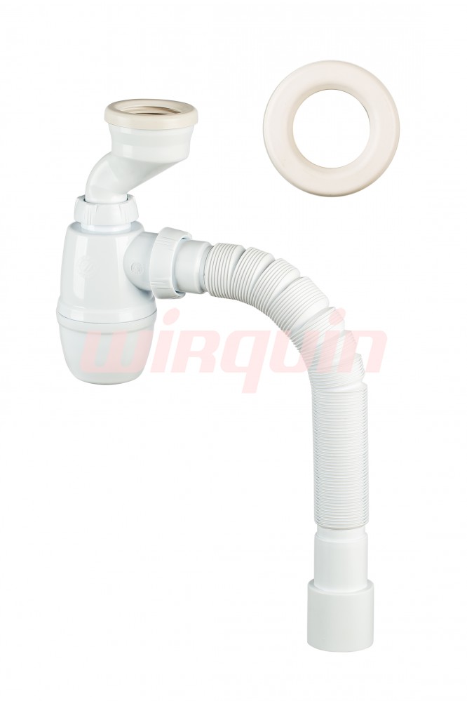 Сифон для писсуара 1¼ х 40 мм с манжетами D40/46 мм и гибким соединением 40/50 мм, WIRQUIN
