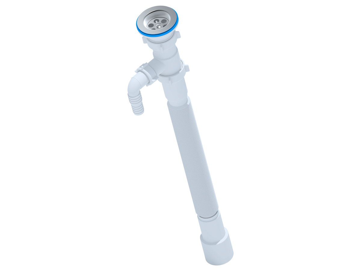 ANI Сифон гофрированный 1 1/2"*40/50мм., удлиненный с отводом для стиральной машины (длина мин-800мм