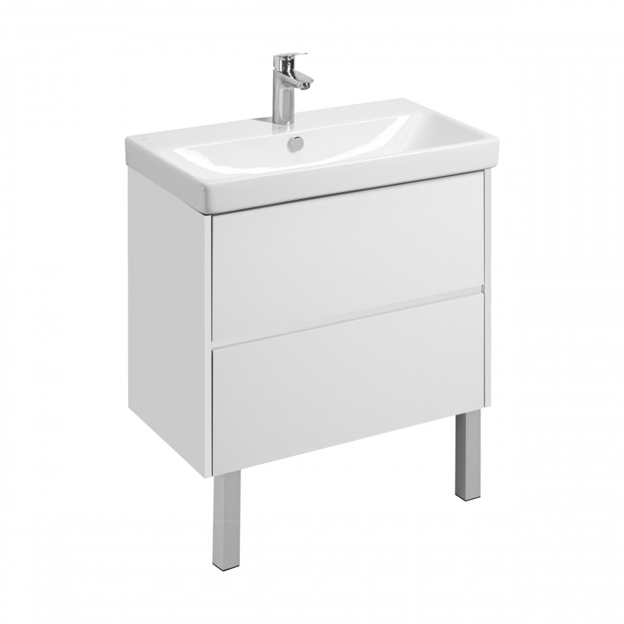 Тумба СКАНДИ 80, универс., 2ящ., белый матовый/белый глянец (под раковину АДРИАНА 80)