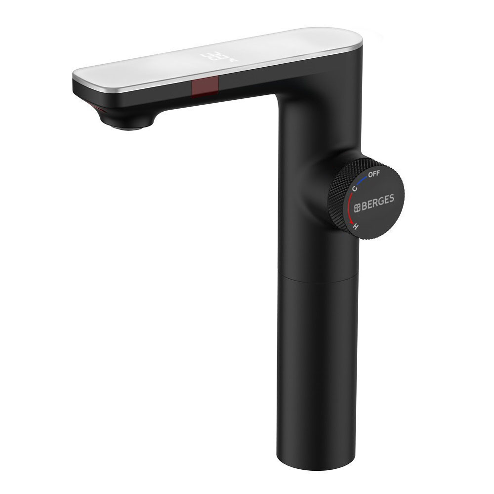 Смеситель для раковины MORANS сенсорный высокий, черный матовый, BERGES