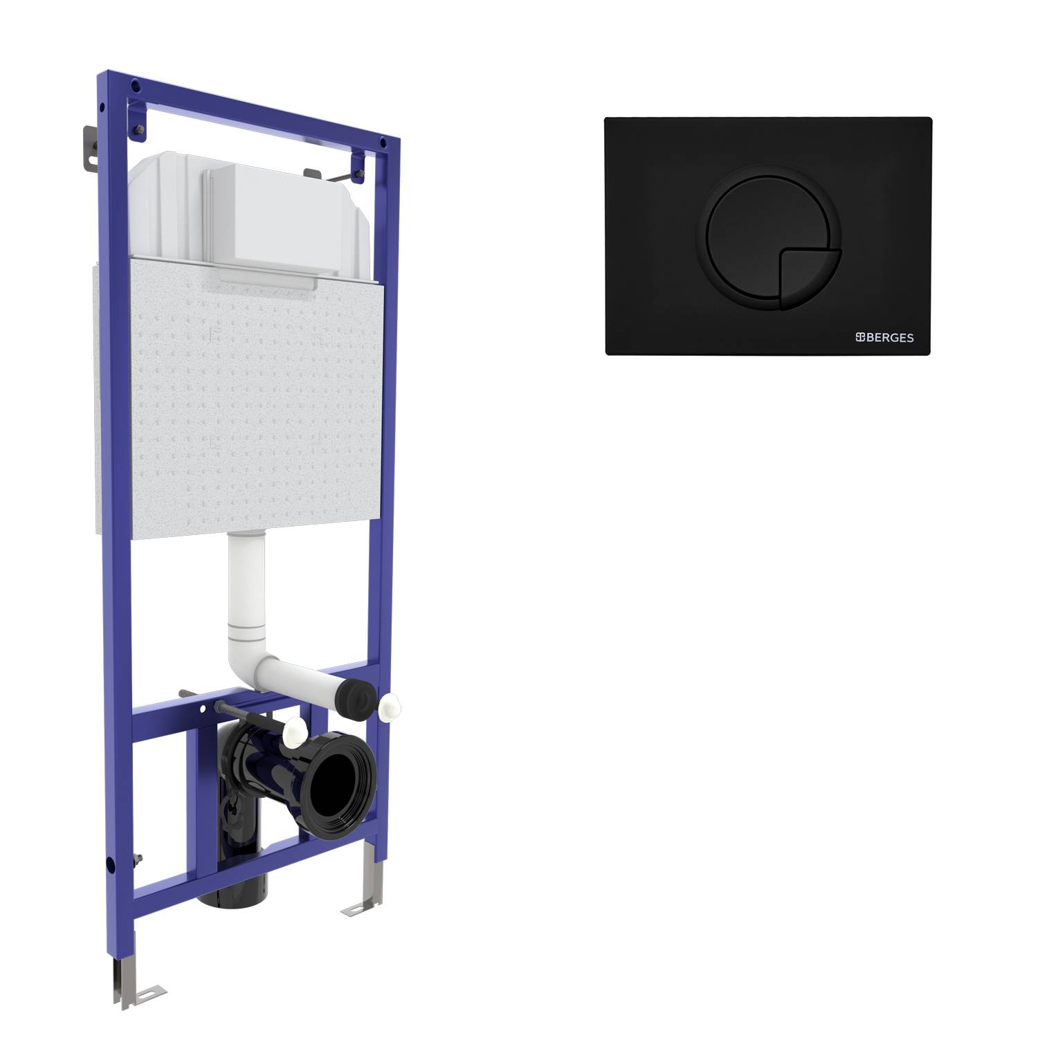 Инсталляция  для скрытого монтажа унитаза NOVUM кнопка R5 Soft Touch, черная, BERGES