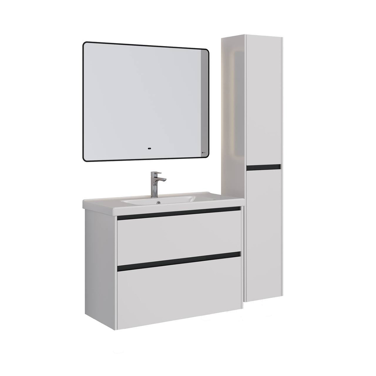 Зеркало Lemark MIOBLACK 100х80 см с интерьерной подсветкой, с подогревом