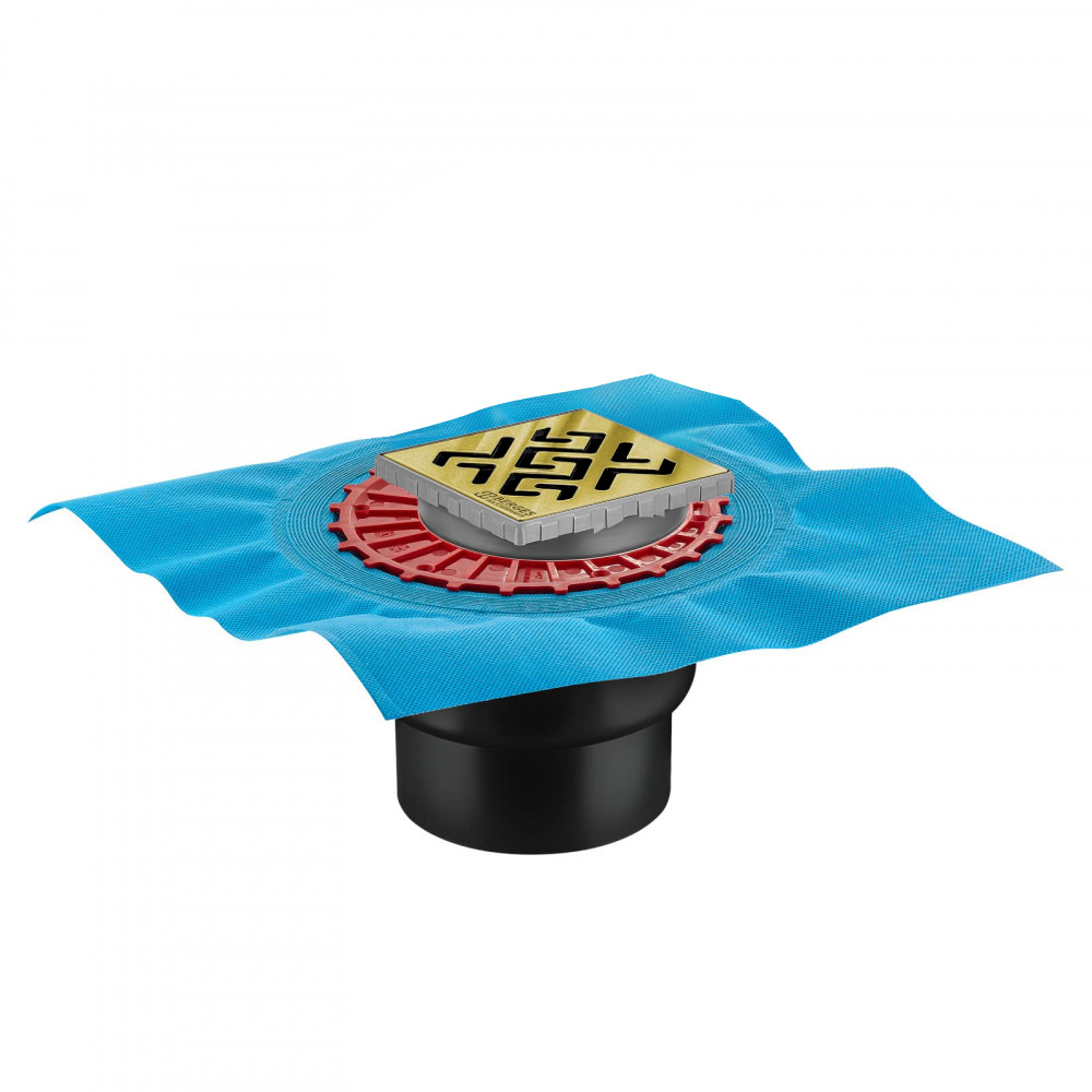 Трап водосток ZENTRUM Antik 100х100, бронза, выпуск D50/75/110 H74 вертикальный, BERGES