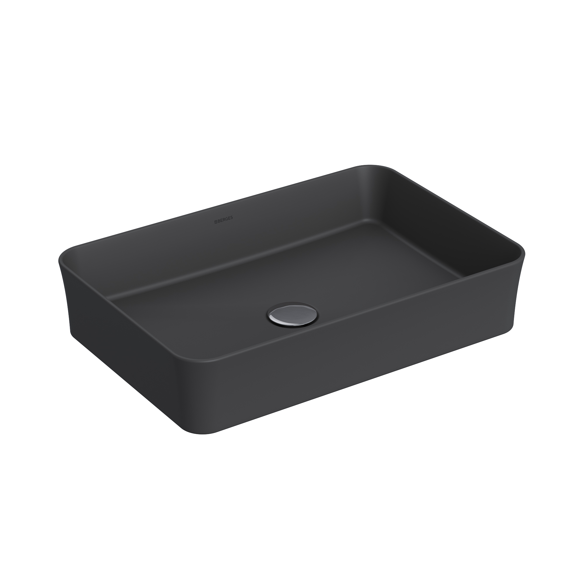 Раковина Ego SL накладная, 55x38 см, без отверстия под смеситель, прямоугольная, антрацит матовый, B