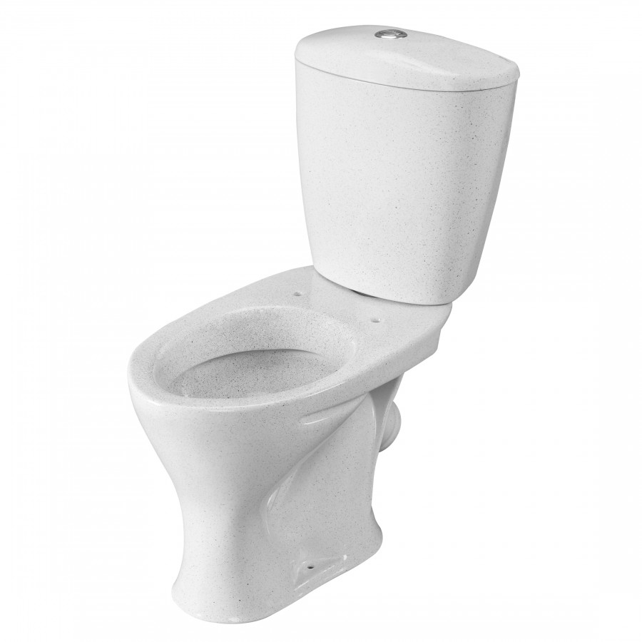 Унитаз-компакт "Версия" наклонный выпуск, с кнопочной арматурой и сиденьем, крап на белом  SANTERI