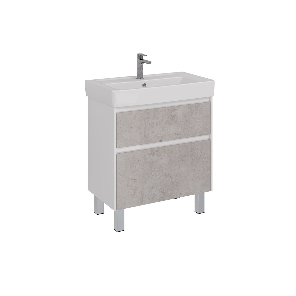 Тумба Lemark COMBI 80 см под 1 раковину, подвесная/напольная, 2 ящика, цвет фасада: Бетон, цвет корп