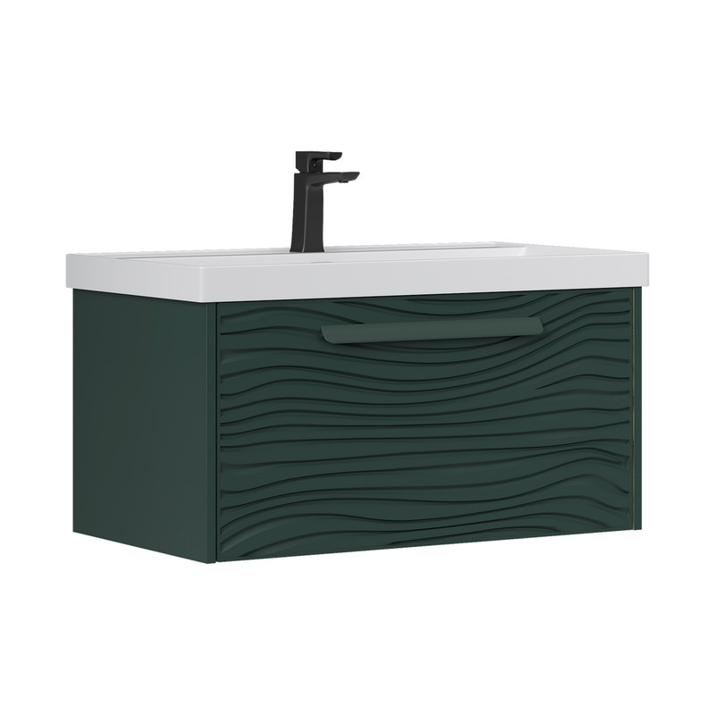 Тумба под раковину EQUIL Gleam 80, подвесная, 1 ящ., зеленый камень/дуб вотан (под раковину 78857-80) (tpGLEAM80.1Y-34)