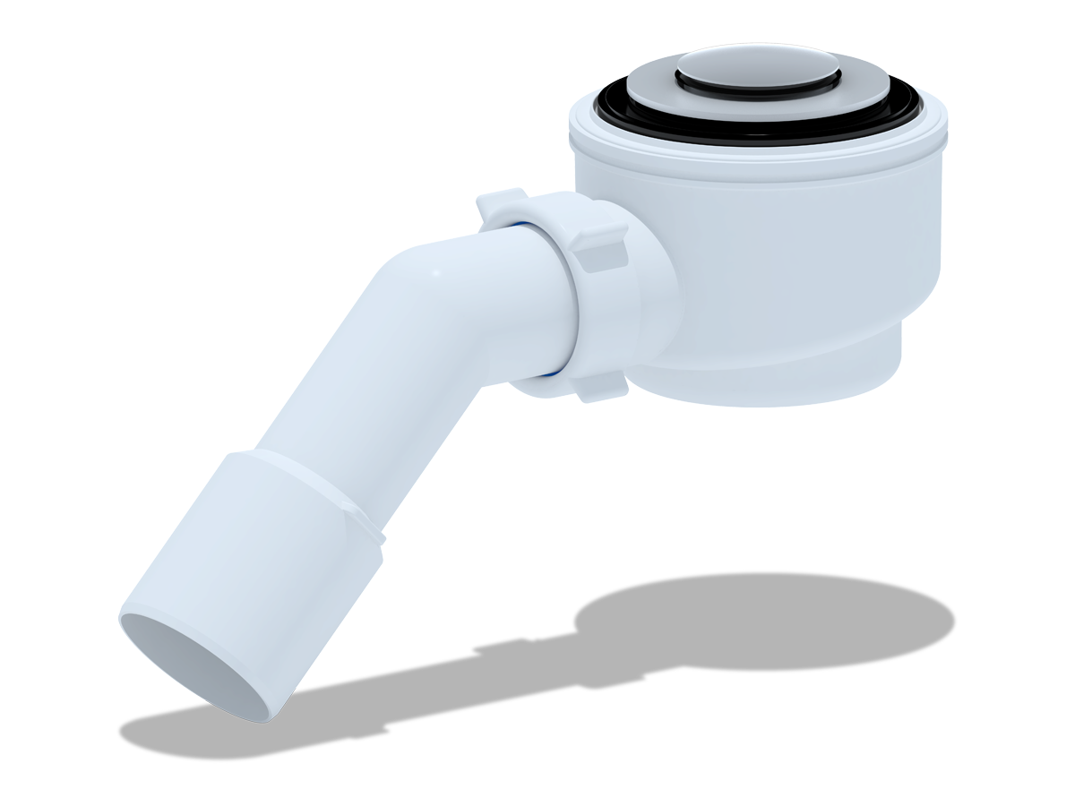 Сифон для душевого поддона 1 1/2*50/60, хром, клик-клак,  с переходной трубой 45°40*50, ANI PLAST