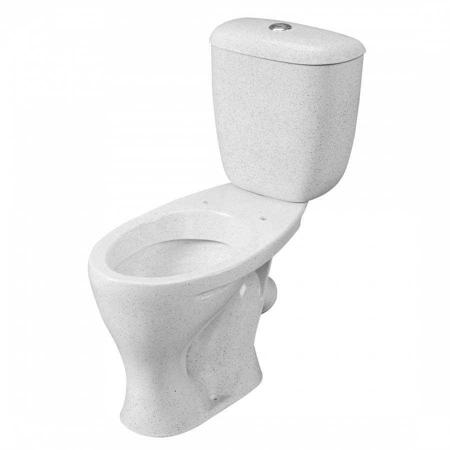 Унитаз-компакт "Воротынский" косой выпуск, с кнопочной арматурой и сиденьем, крап на белом SANTERI