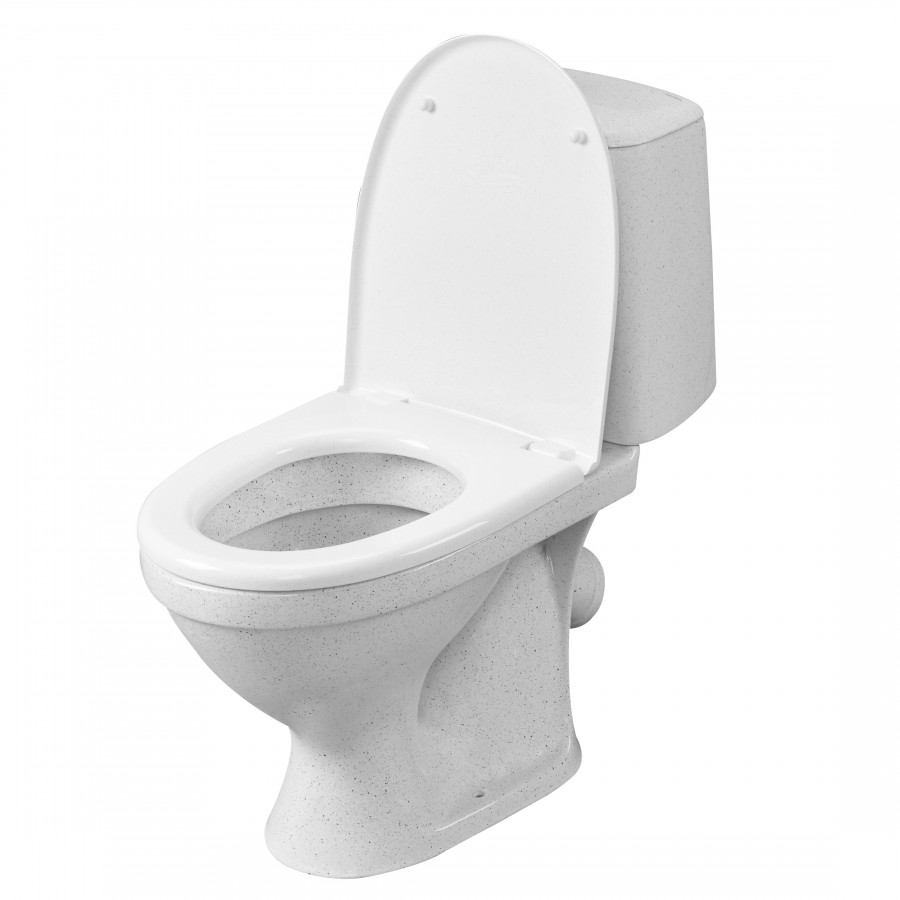 Унитаз-компакт "Соната" косой выпуск,1 сорт,с кнопочной арматурой и сиденьем,крап на белом ,SANTERI
