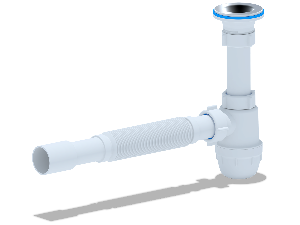 Cифон для раковины АНИ Пласт Юнг BM1015 1 1/4 дюйма 32 c гибкой трубой 32х32/40