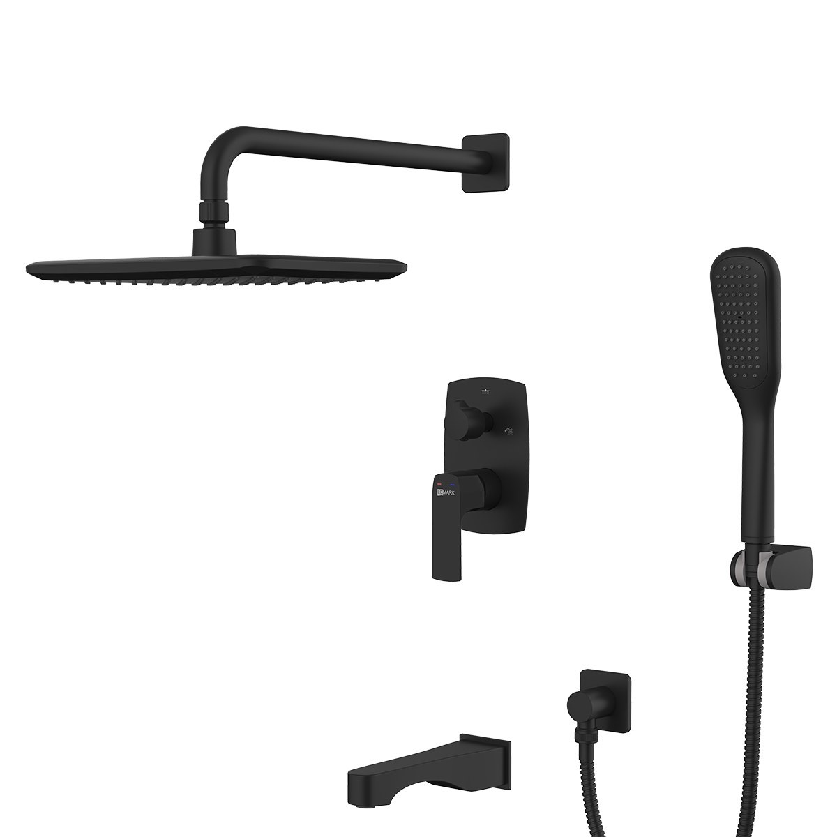 Ursus Смеситель для ванны и душа, монолит.излив 187мм встраиваемый р/ОД, черный, LM, LM7222BL