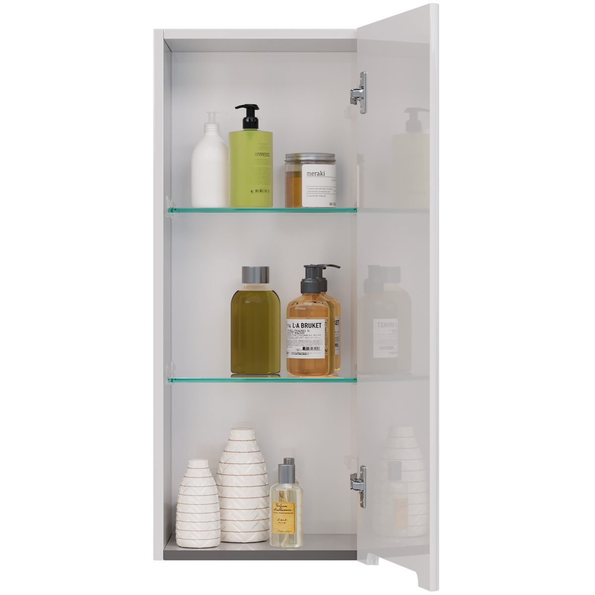 Полупенал Lemark BUNO 35 см подвесной, 1 дверный, правый, цвет планки: Серый, цвет корпуса, фасада: 