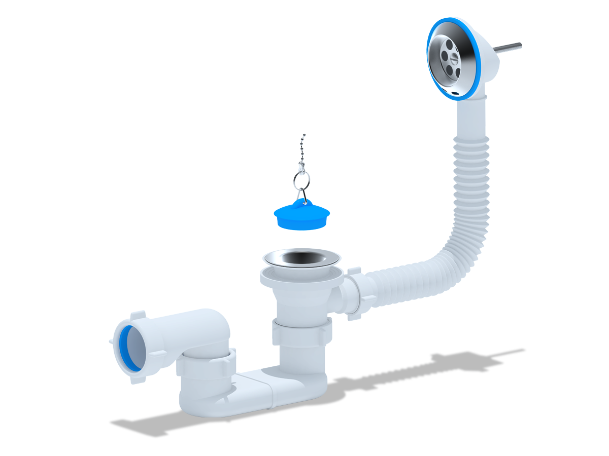 ANI Сифон   для ванны с выпуском   и переливом  1 1/2" плоский ANI PLAST