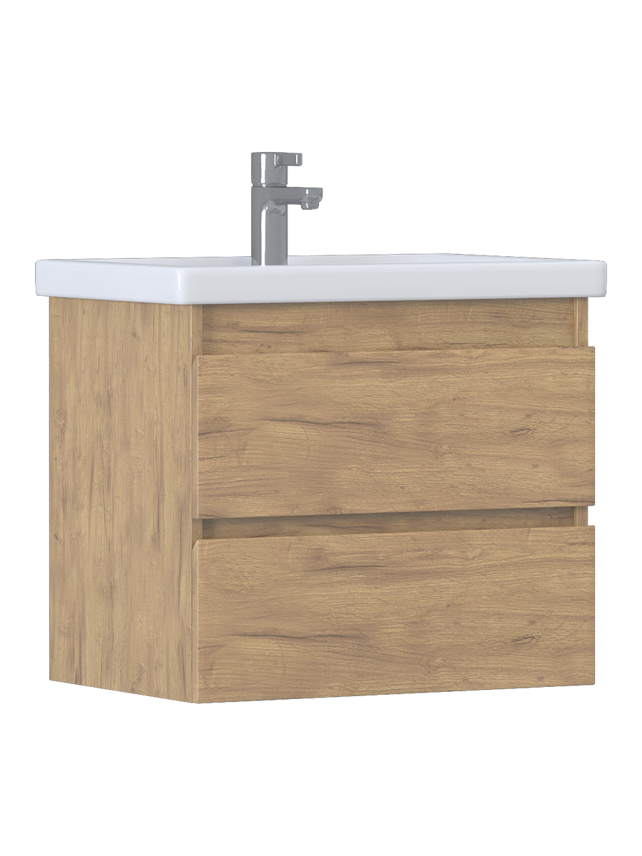 Тумба Fusta 60, подвесная, 2 ящ., дуб золотой, в разборе (под раковину Фостер 60)