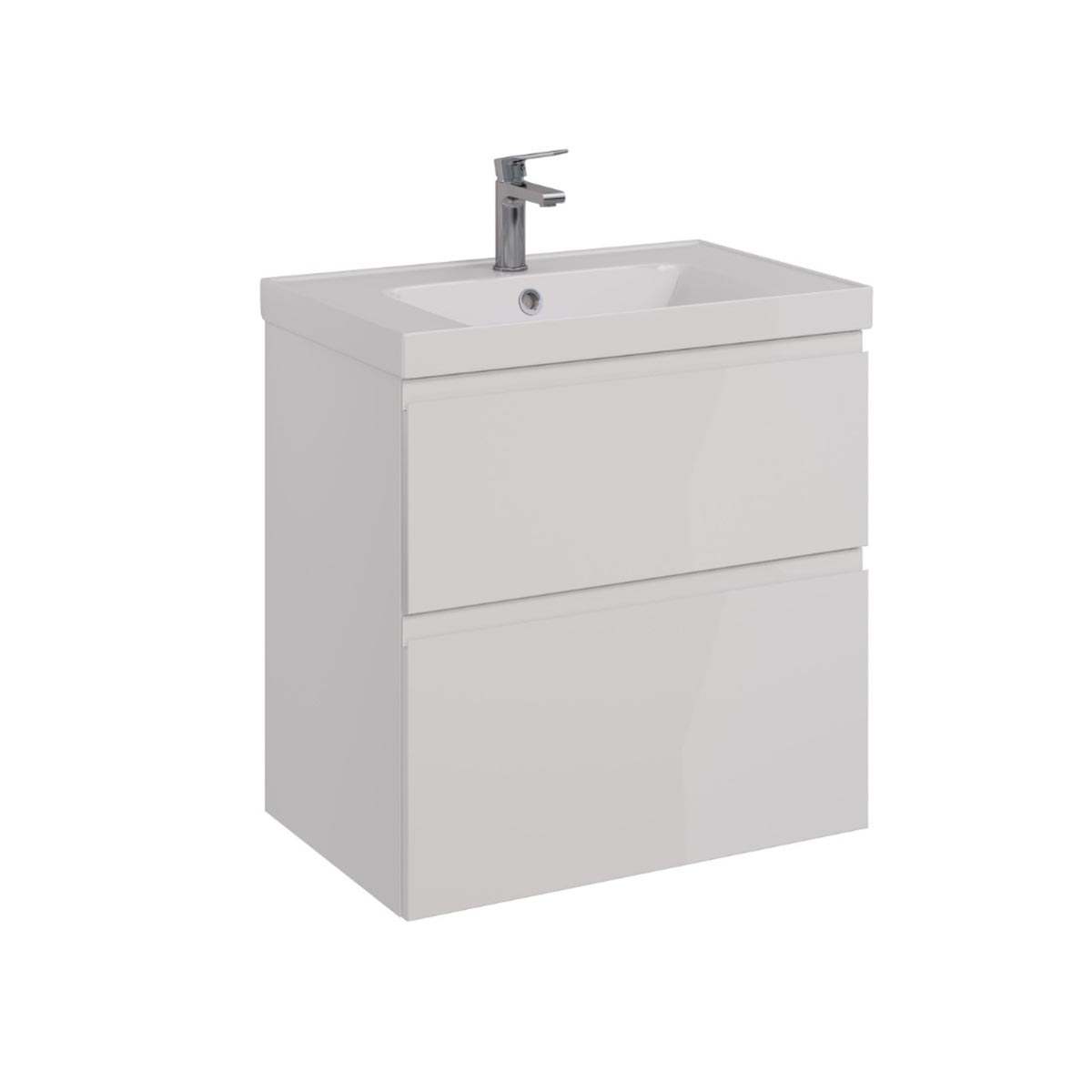 Тумба Lemark VEON 60 см под 1 раковину, подвесная/напольная, 2 ящика, цвет корпуса, фасада: Белый гл