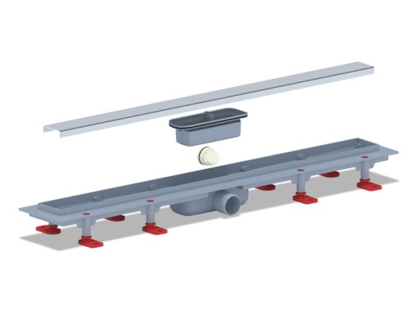 Трап линейный пластиковый АНИ Пласт TL1175G выпуск 40 мм решётка Штиль глянцевая нержавеющая сталь 750 мм