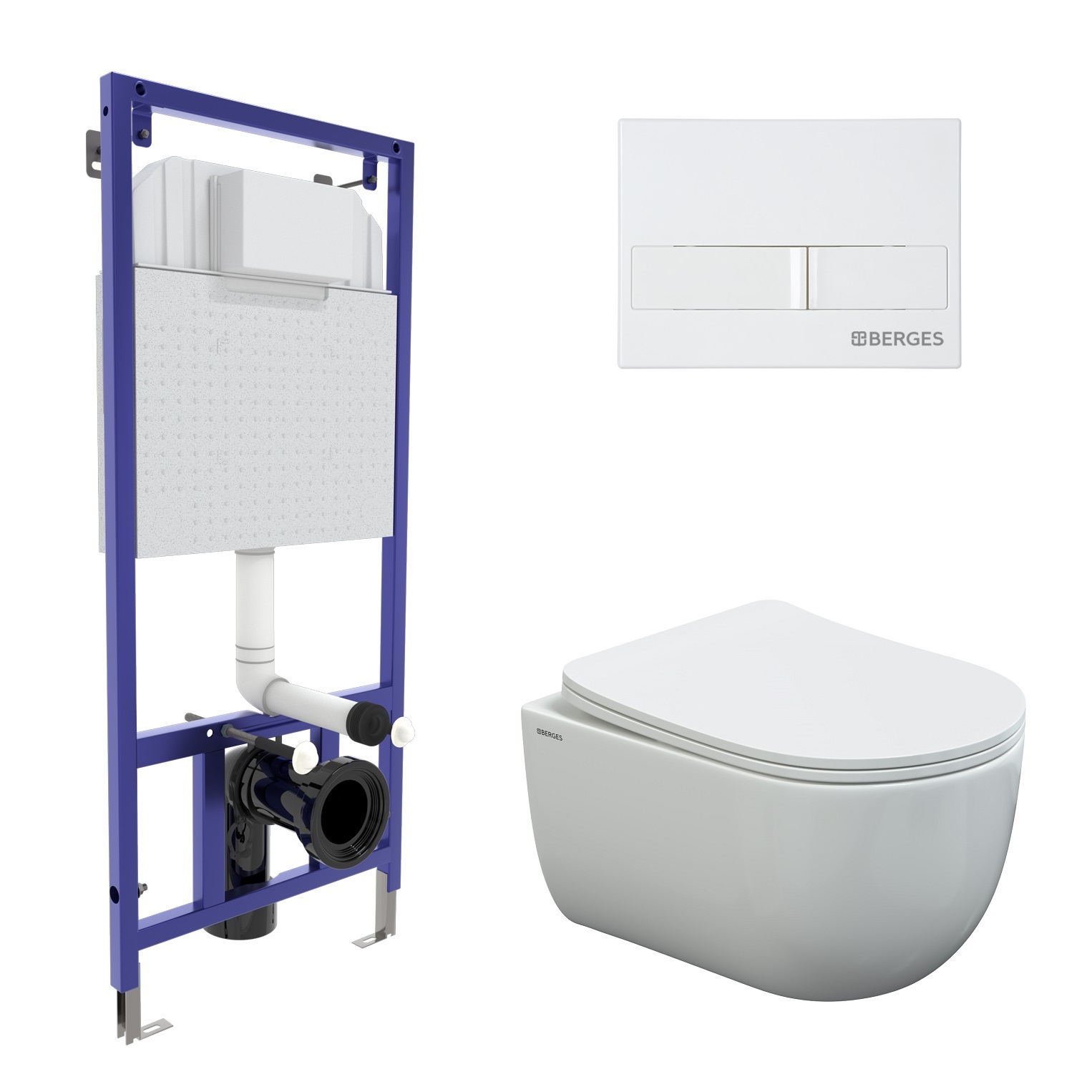 Комплект для монтажа подвесного унитаза: инсталляция NOVUM525, кнопка L1 белый, VENTAS Rimless, сиде