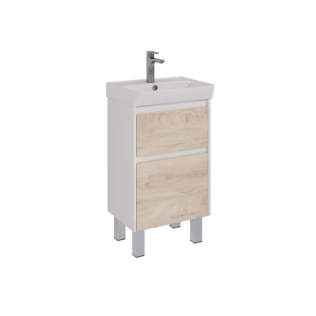 Тумба Lemark COMBI 50 см под 1 раковину, подвесная/напольная, 2 ящика, цвет фасада: Дуб кантри, цвет