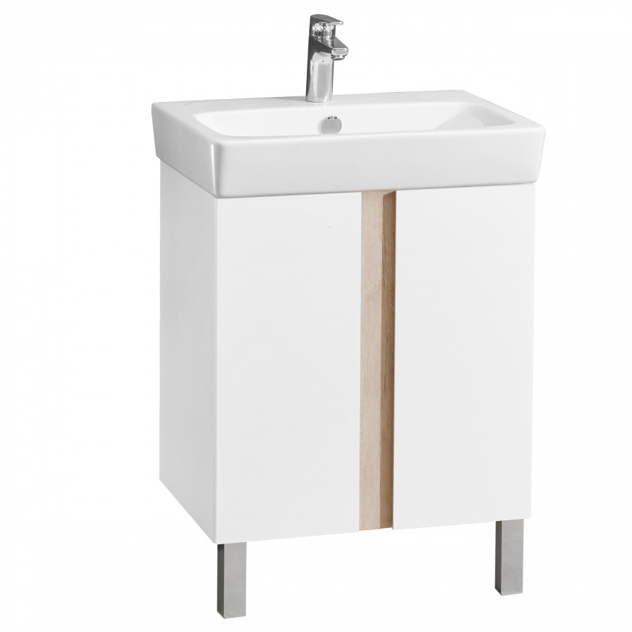 Тумба под раковину КАНТРИ 60 белый, дуб верона (под раковину НЕО 60)