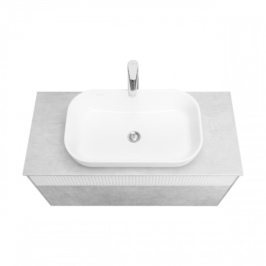 Тумба МАРБЛ 100, 2 ящ., слейт/белый матовый (под раковину MILA 35, MILA 40, ОДРИ Soft 42, ОДРИ Round