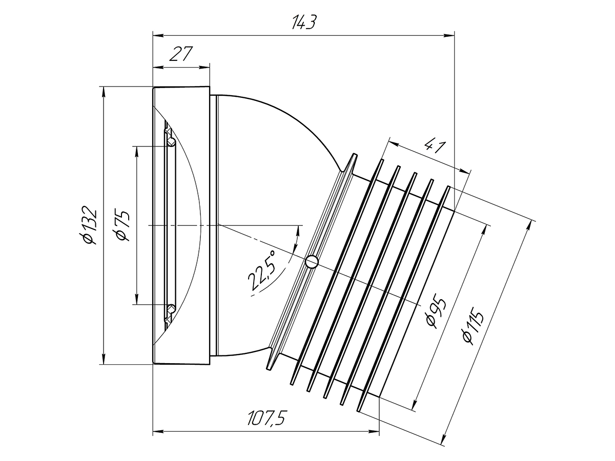 Труба фановая АНИ Пласт W2228 короткая 110 мм 22 градуса