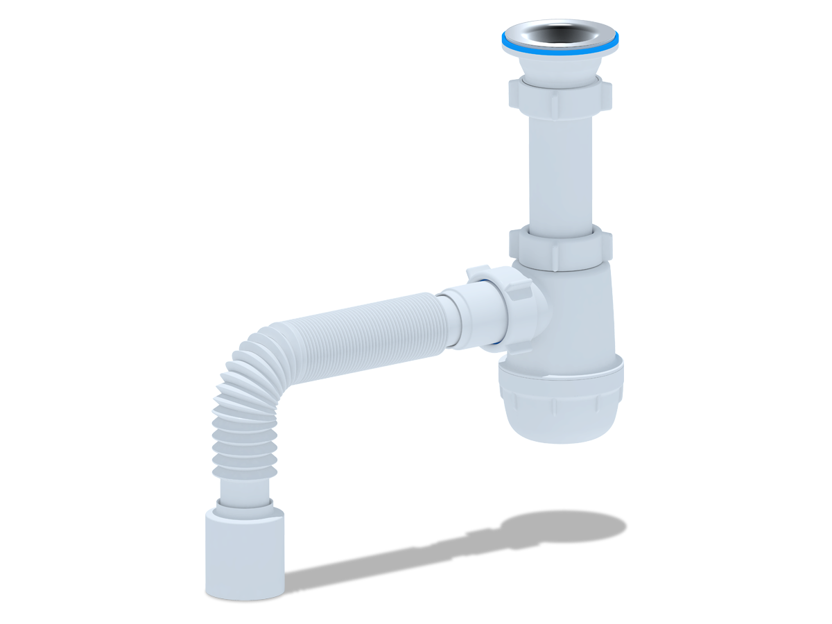 Сифон для мойки АНИ Пласт Грот A0110 1 1/2 дюйма 40 с гибкой трубой 40х50