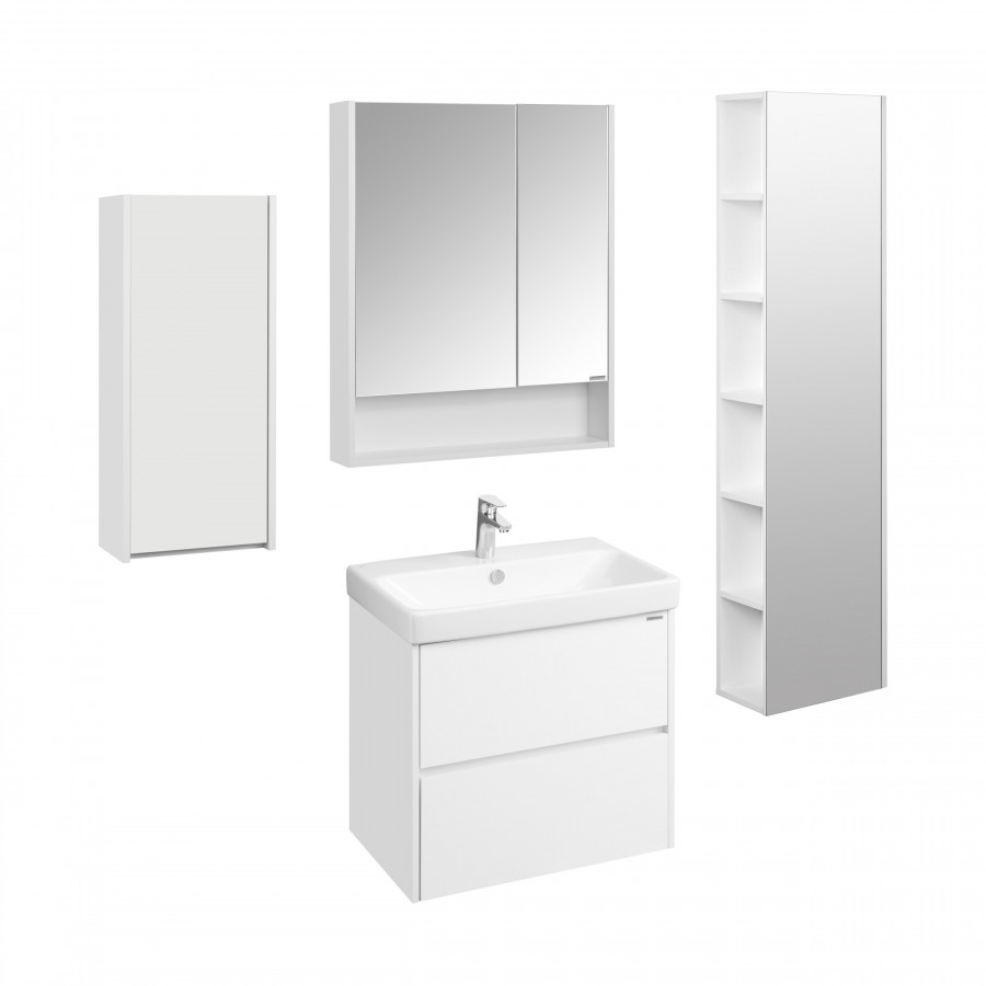 Зеркальный шкаф СКАНДИ 70, подвесной, белый