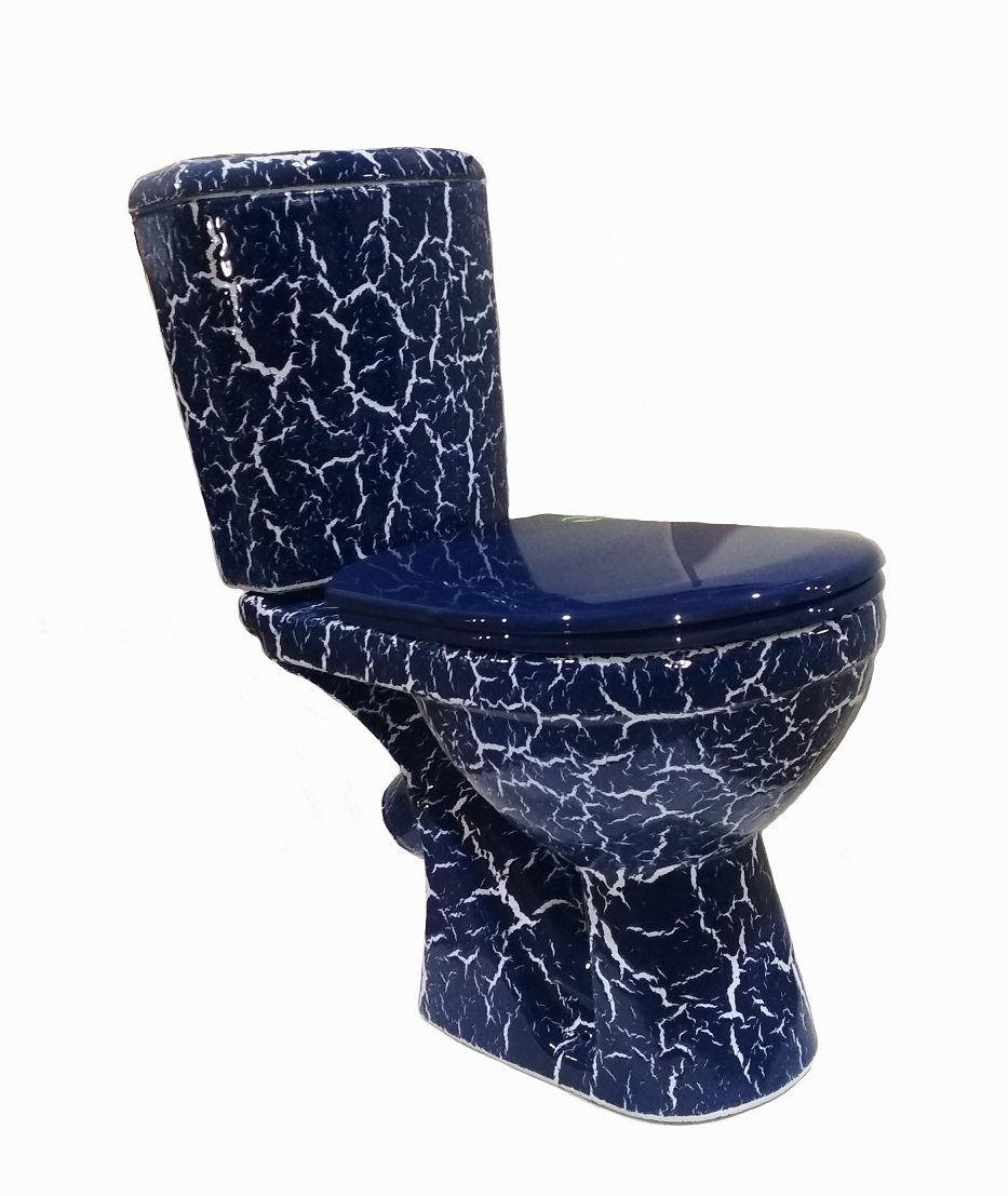 КОМФОРТ Унитаз-компакт (КОМФОРТ+) с арматурой, сиденьем, креплением, кракелюр синий. ROSA