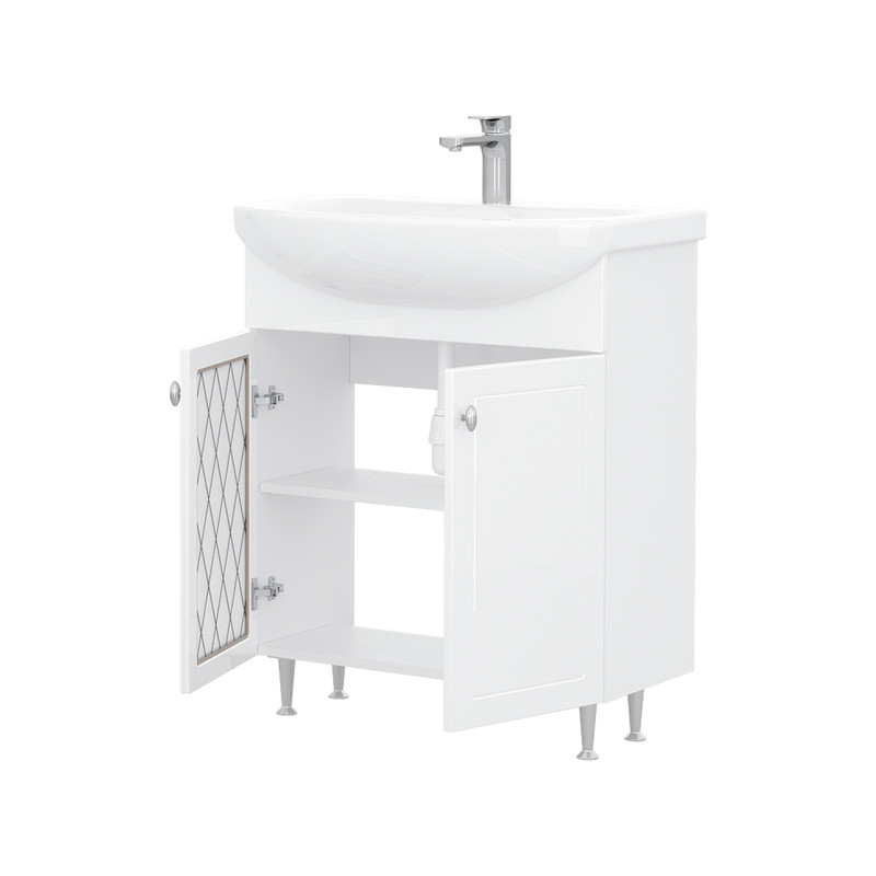 Тумба Milena 70, напольная, 2 дв., белая (под раковину Балтика 70), VOLNA