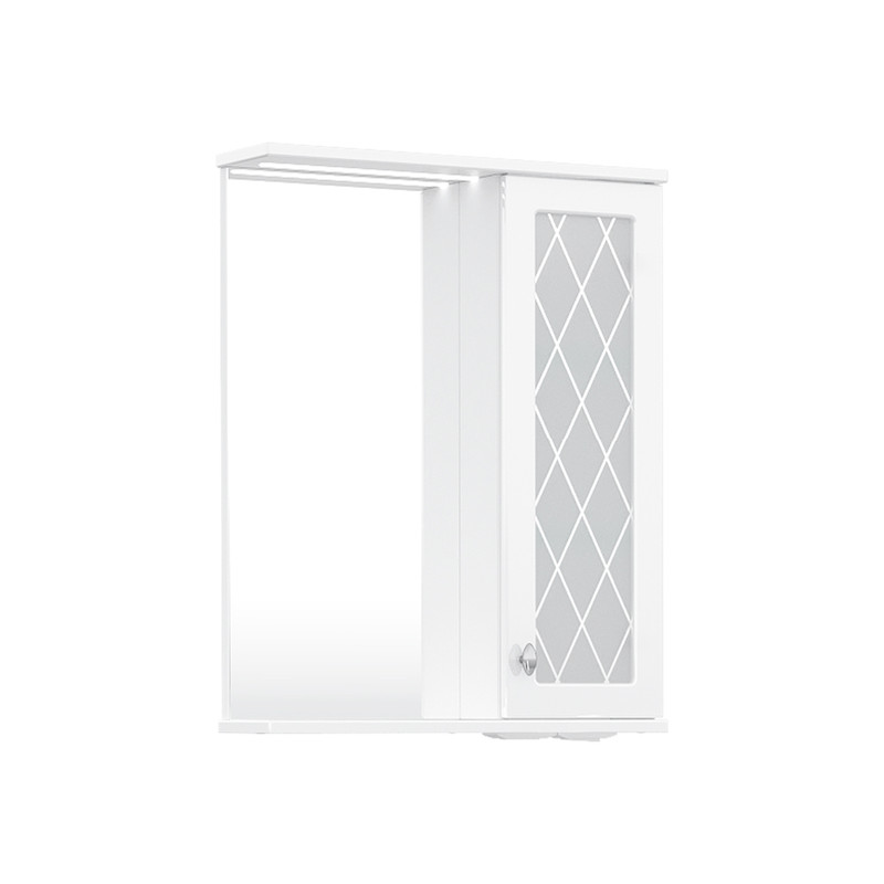 Зеркало-шкаф Milenal 55, с LED подсветкой, подвесной, правый, белый, VOLNA