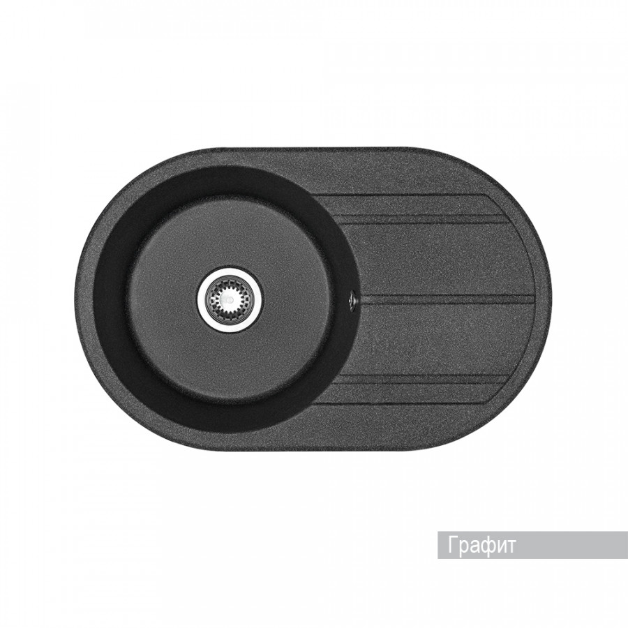 Мойка для кухни  Амира  780x500x211 мм, круглая с крылом, графит