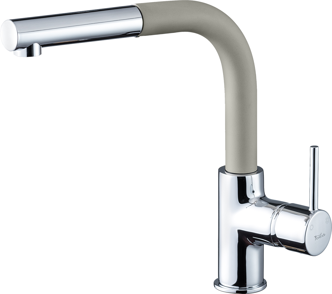 Смеситель для кухни RIVELATO Ledro с выдвижной лейкой топаз хром (9022203 topazio cromo)
