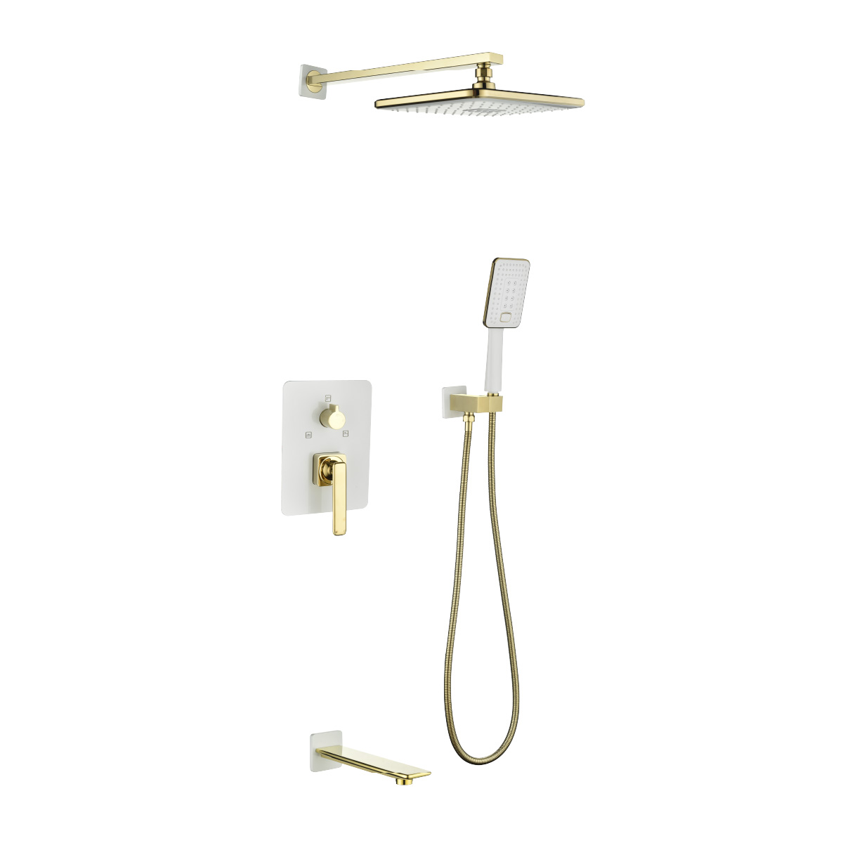 Mista Смеситель для ванны-душа, монт.излив 'Троп.дождь' лейка встроиный., р/ОД, золото, LM, LM6422WG