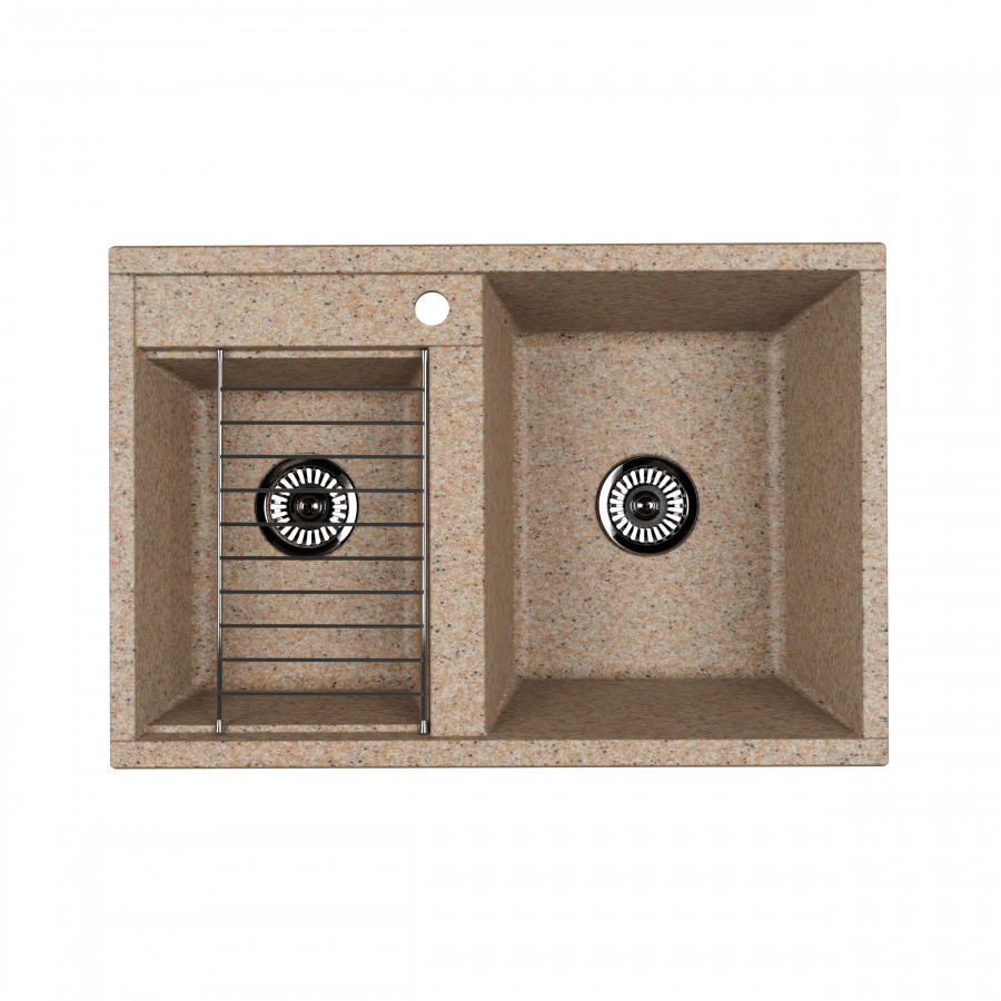 Мойка для кухни  Делия 78 DBL  780x520x218 мм, прямоуг. с крылом, песочный