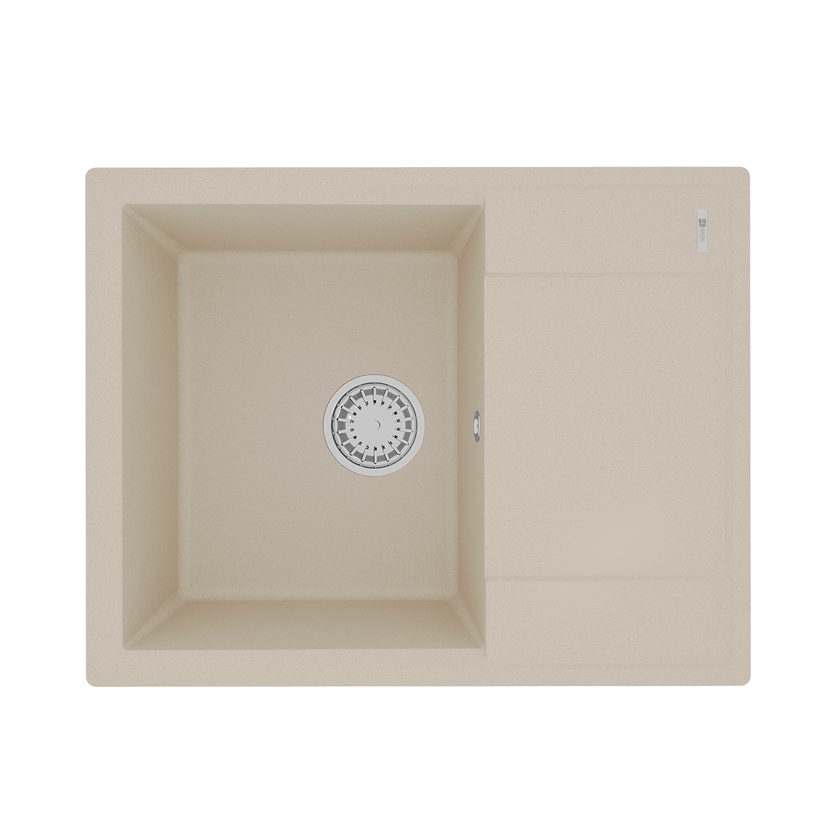 Кухонная мойка Lemark IMANDRA 640 врезная прямоугольная с крылом из кварцгранита, Бежевый