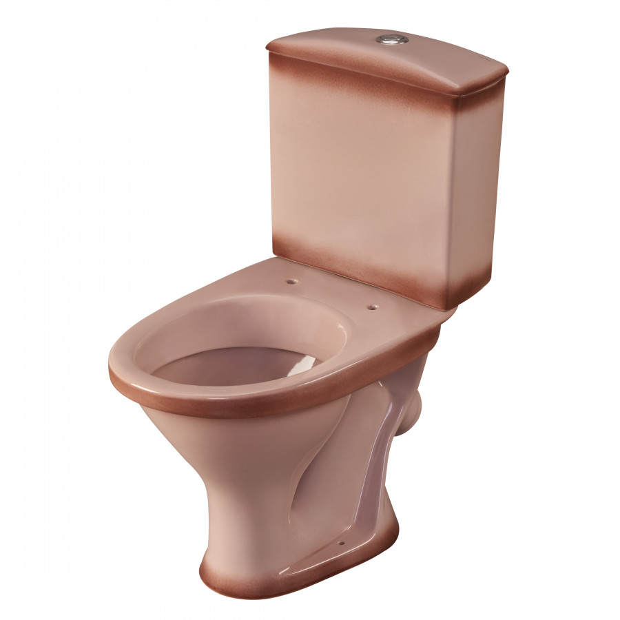 Унитаз-компакт "Вест" наклонный выпуск, с кнопочной арматурой и сиденьем, бежевый. SANTERI