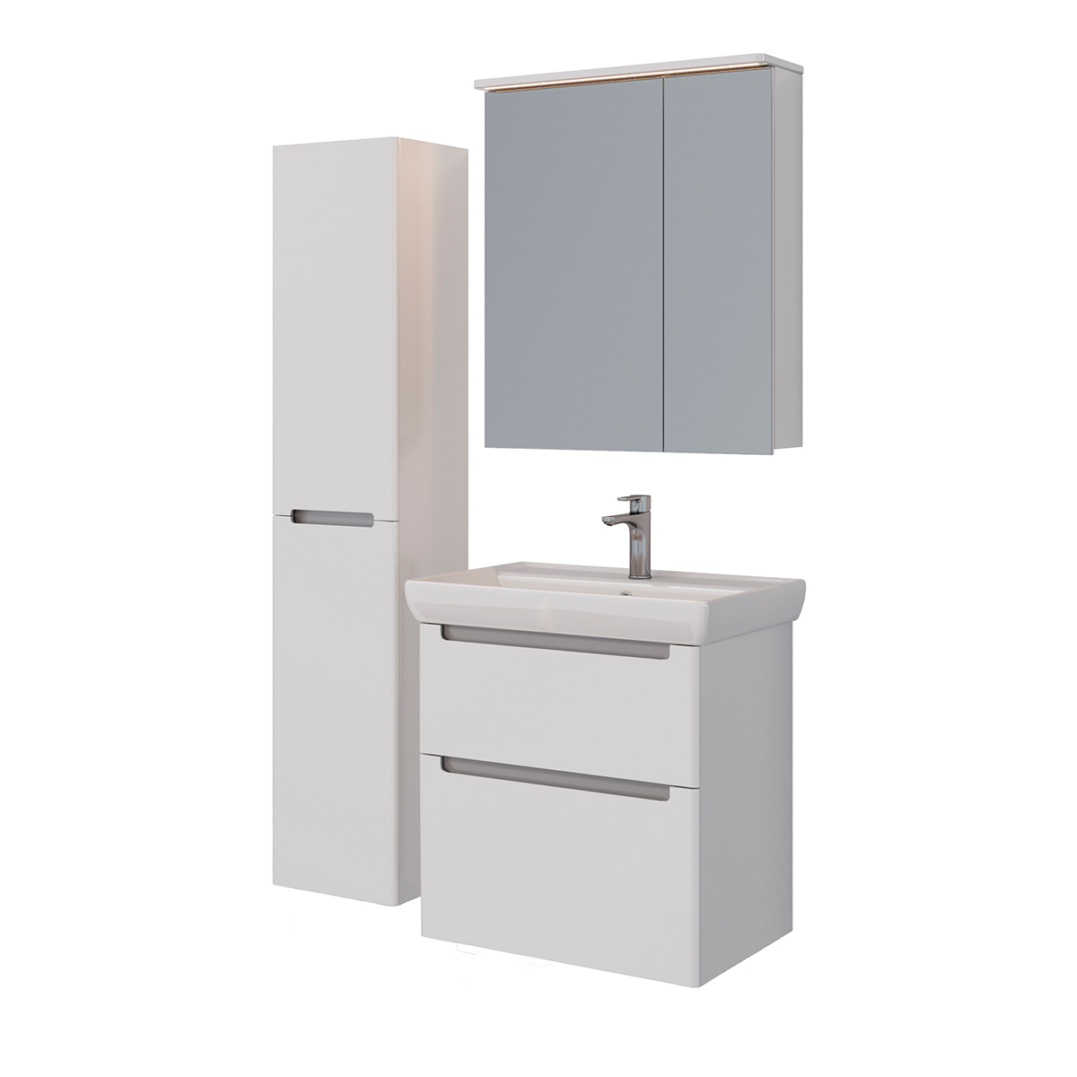 Шкаф зеркальный Lemark ZENON 70х80 см 2-х дверный, с козырьком-подсветкой, с розеткой, цвет корпуса: