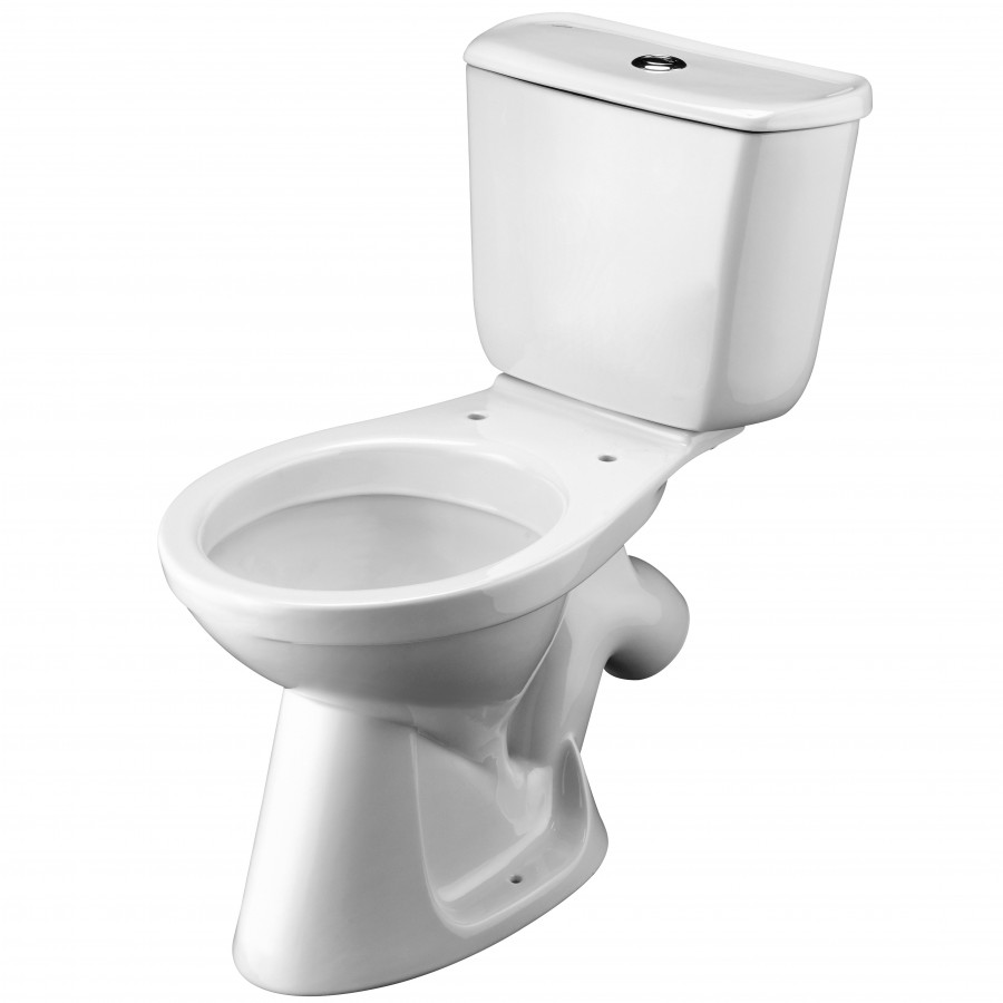 БРИЗ Унитаз-компакт, косой выпуск, эконом., 1-режимная арматура, сиденье полипропилен. САНТЕК