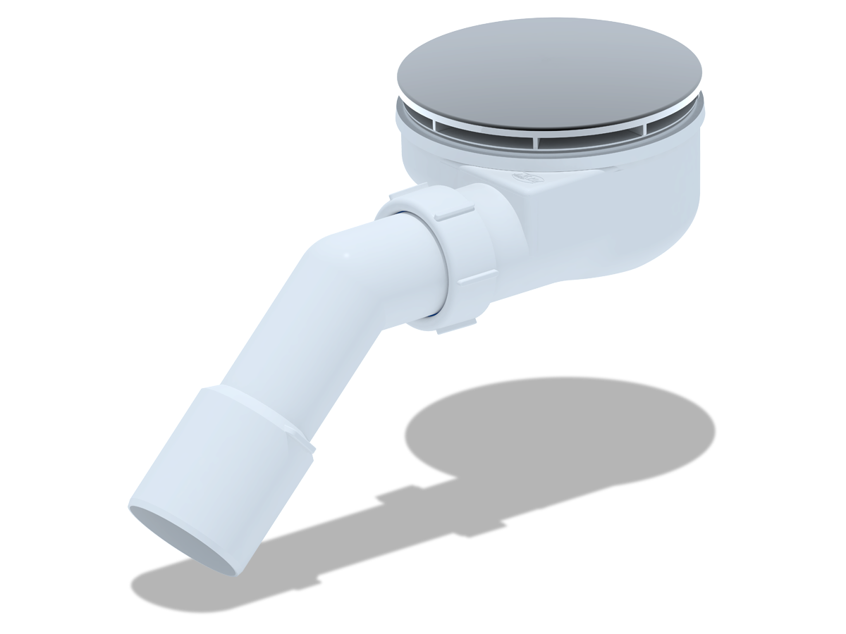 Сифон для душевого поддона АНИ Пласт E351VAL 1 1/2 дюйма 90 высота 55 вальцовка с переходной трубой 45 градусов 40х50