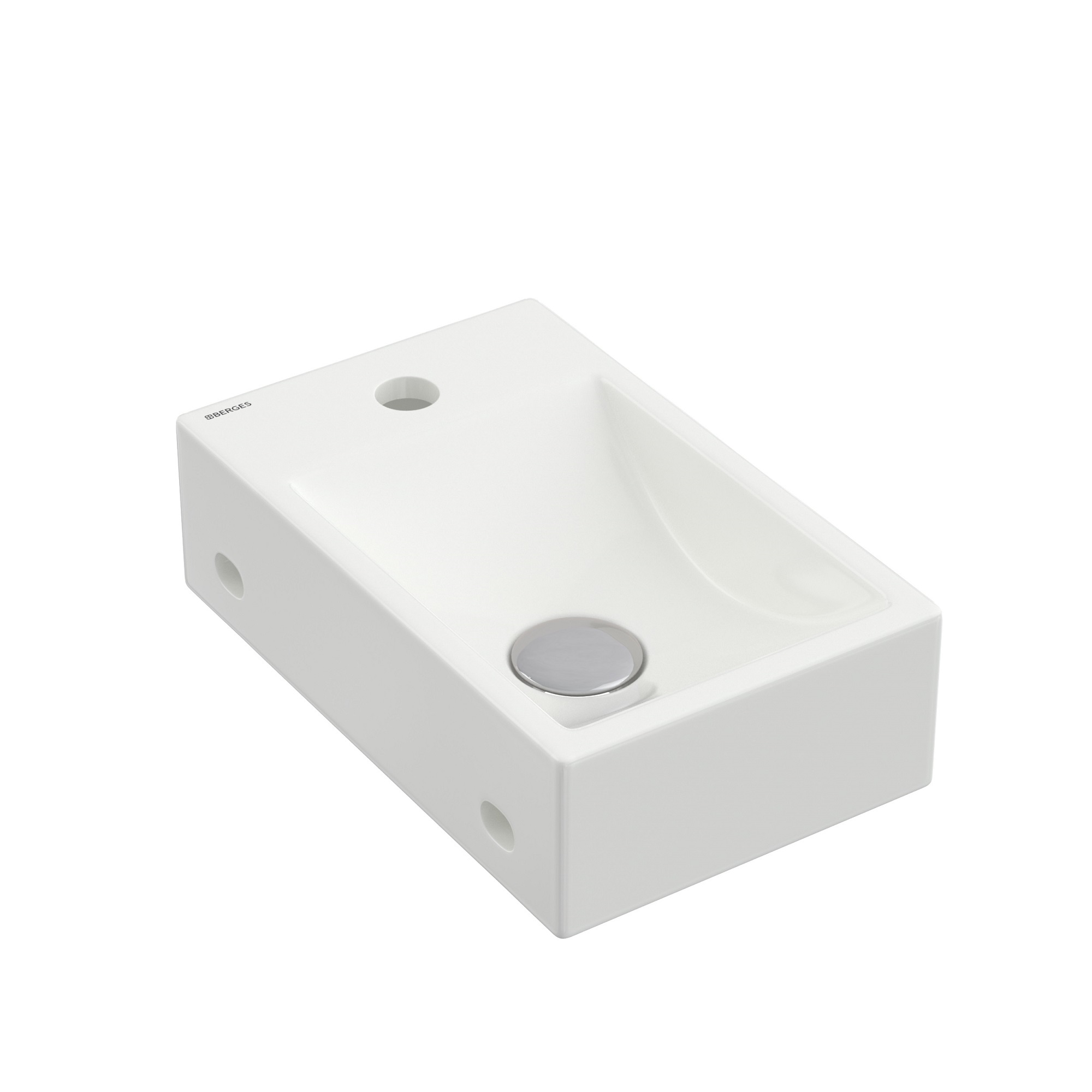 Раковина Small, накладная, 37х23 см, отверстие под смеситель справа, прямоугольная, белый глянец, BE