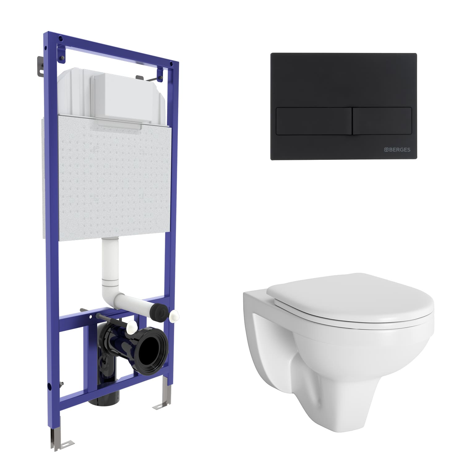 Комплект для монтажа подвесного унитаза GAMMA: инсталляция NOVUM525, кнопка L5, унитаз  с сиденьем  