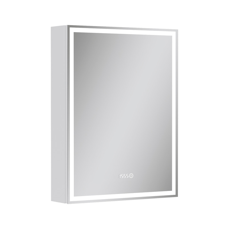 Зеркальный шкаф EQUIL Corner LED 60 с часами правый белый