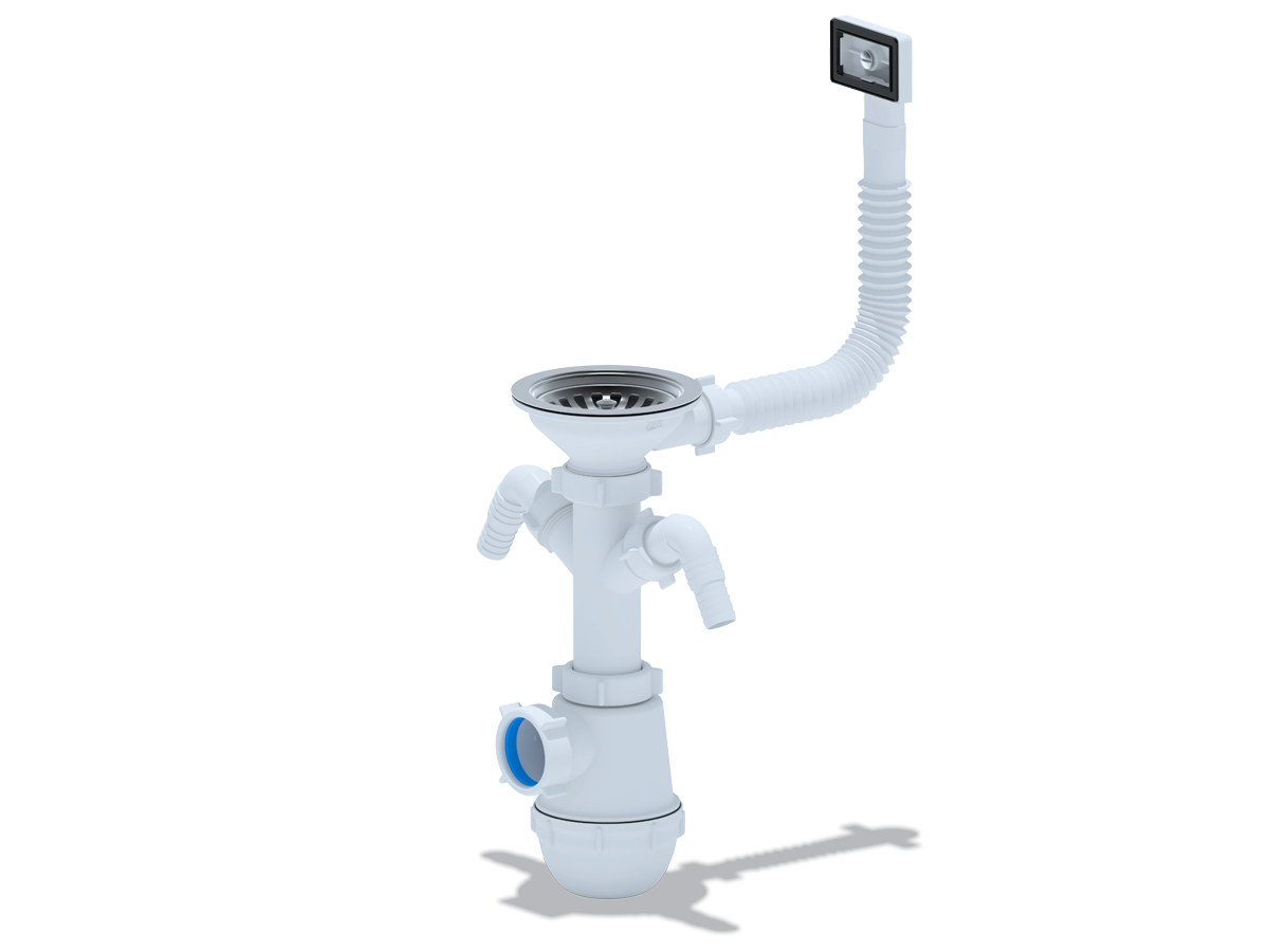 Сифон Ани Грот 3 1/2"* 40 с 2 отв. с/м с переливом мойки, ANI PLAST