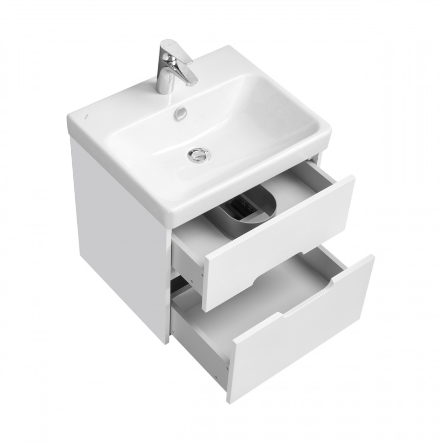 Тумба ОЛИВИЯ 55, подвесная, 2 ящ., белая матовая (под раковину АДРИАНА 55)