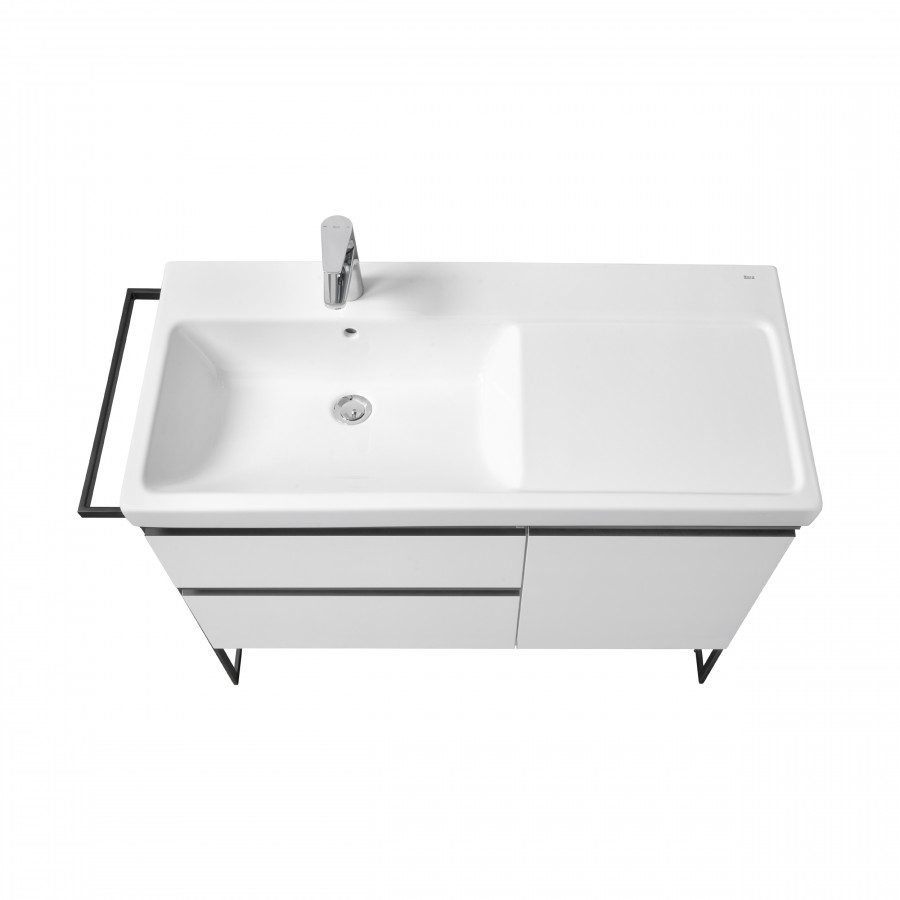 DOMI Тумба под раковину Gap Plus 100, 2 ящ., 1 дв., белый глянец, левая, ROCA