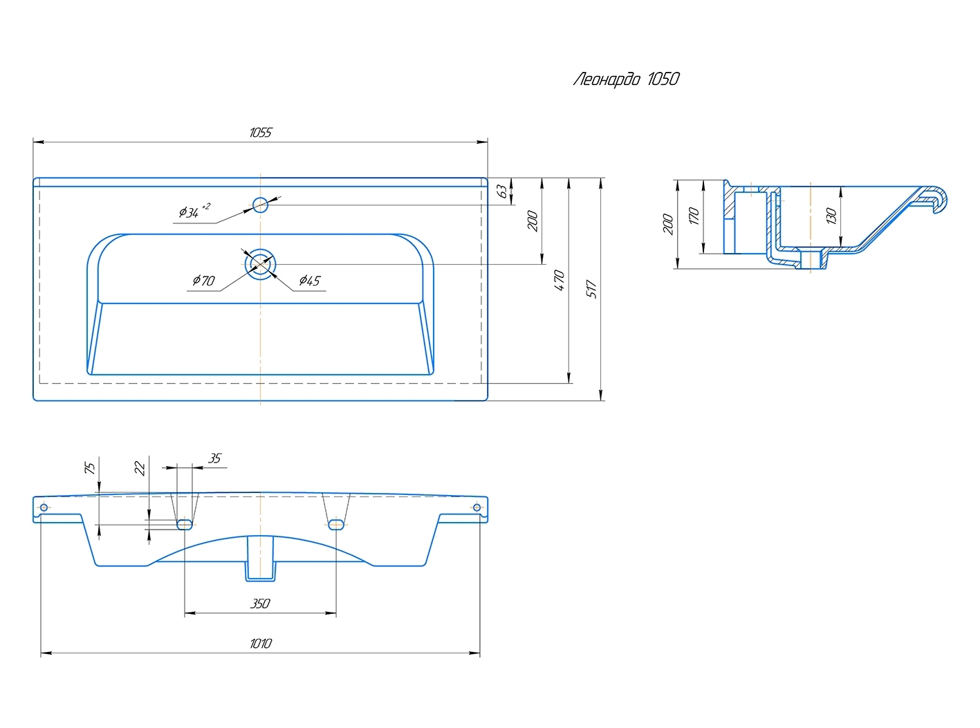 Раковина KIROVIT Леонардо 1050 мебельная белый (Вн КтУЛ105) 4630055550425