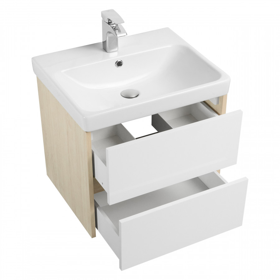 Тумба СКАНДИ 70, белая, дуб верона (под раковину АДРИАНА 70) 