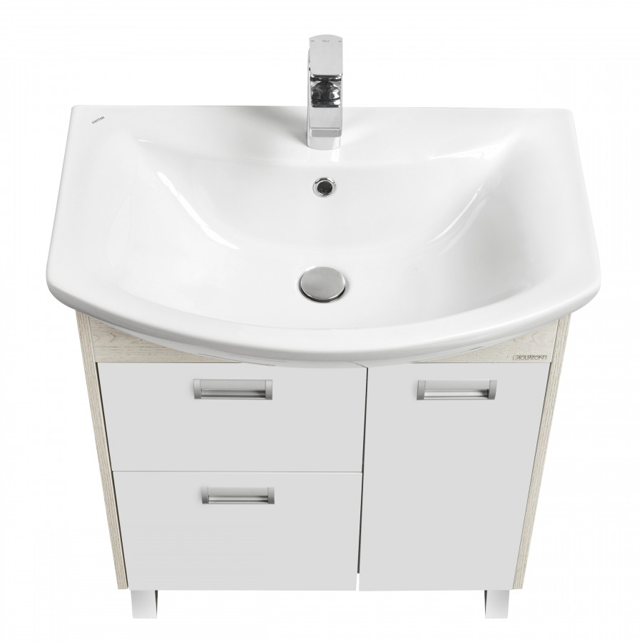 Тумба БЕККА 70, белая, дуб сомерсет (под раковину БАЛТИКА 70)